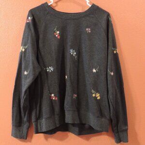 Old Navy Sweatshirt Woman Large Blue Red Yellow Floral Long Sleeve Sweatshirt